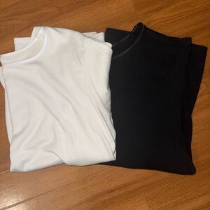 Classic Black & White Crewneck Tops - Set of 2